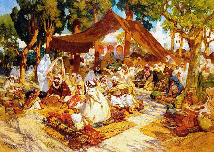 Frederick Arthur Bridgman An evening gathering at a North-African encampment oil painting picture